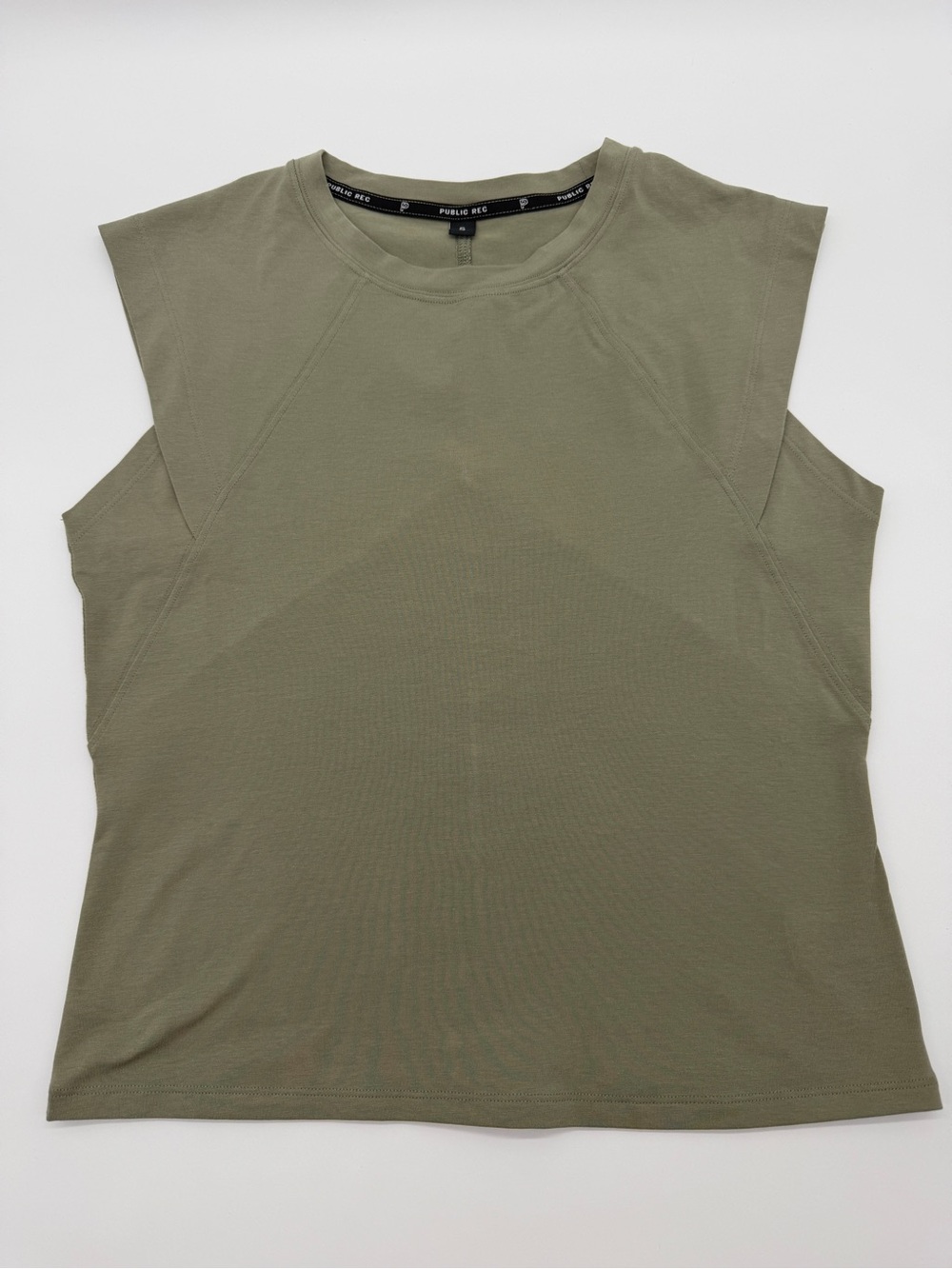 Women's Muscle Tank Top Olive Sage Green Size Small Cap Short Sleeve Athleisure